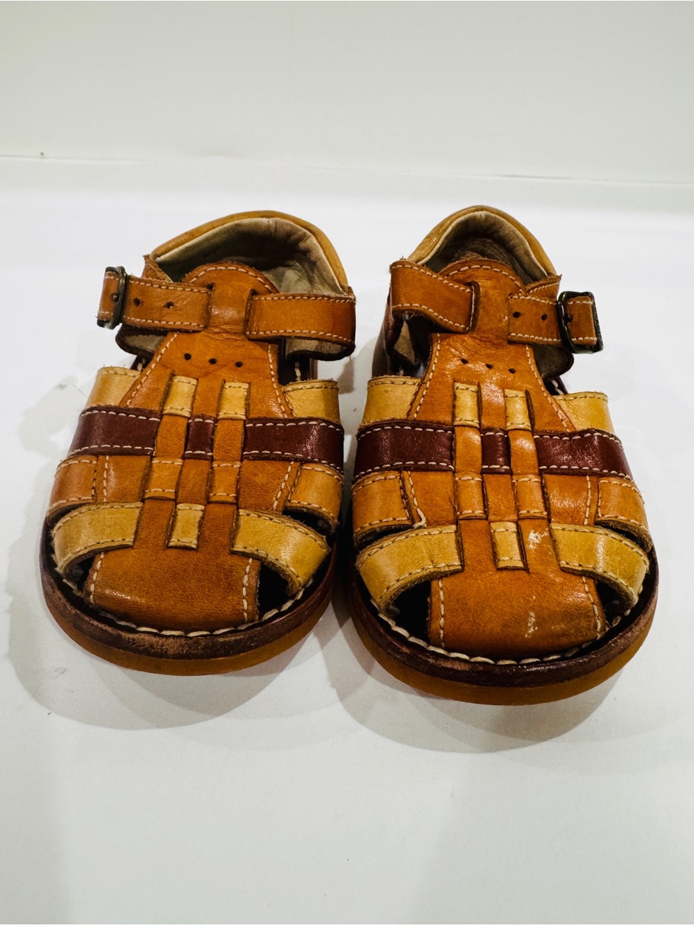 Petit Shoes Vintage Toddler Boys Leather Huarache Sandals Spain Size 25 / US 8.5 - Picture 2 of 6